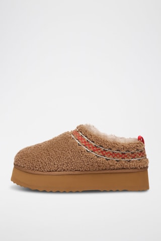 Zuecos forrados con plataforma Lewin - Marrón