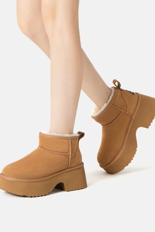 Botines forrados de nobuk con plataforma Nicobar - Marrón