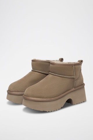 Botines forrados de nobuk con plataforma Nicobar - Topo