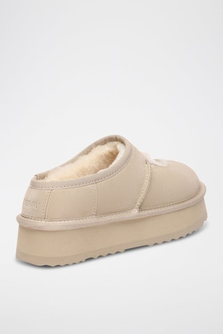 Zuecos forrados de nobuk con plataforma Plumed - Beige