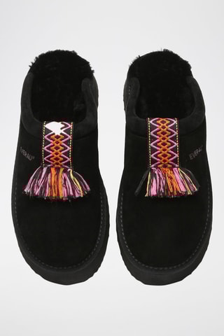 Zuecos forrados de nobuk con plataforma Caspian - Negro