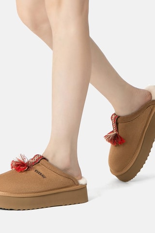 Zuecos forrados de nobuk con plataforma Caspian - Marrón