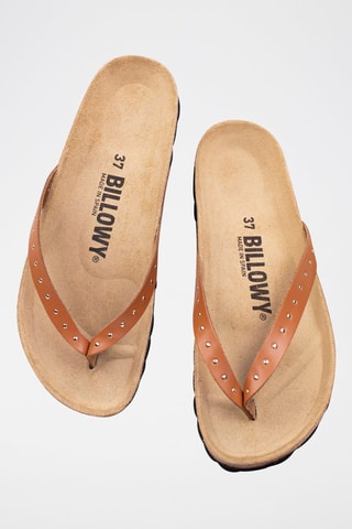 Tongs en cuir - Camel