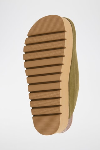 Sabots à plateforme en cuir - Kaki