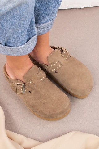 Sabots plateformes en cuir - Marron clair