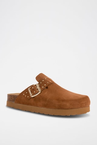 Sabots plateformes en cuir - Camel