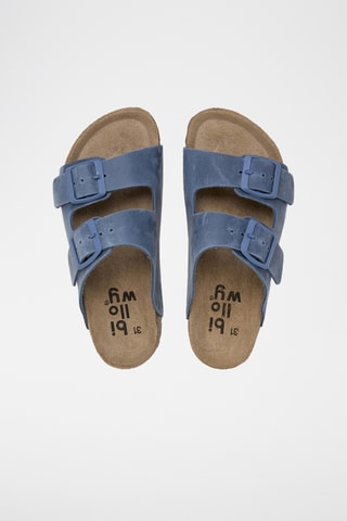 Mules en cuir - Bleu