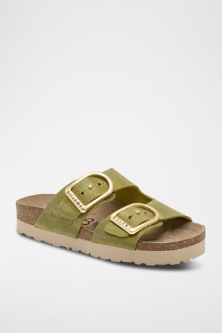 Mules plateformes en cuir - Vert
