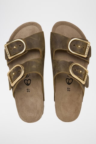 Mules plateformes en cuir - Kaki