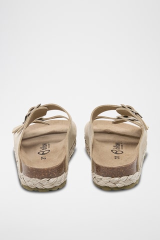 Mules plateformes en nubuck - Kaki