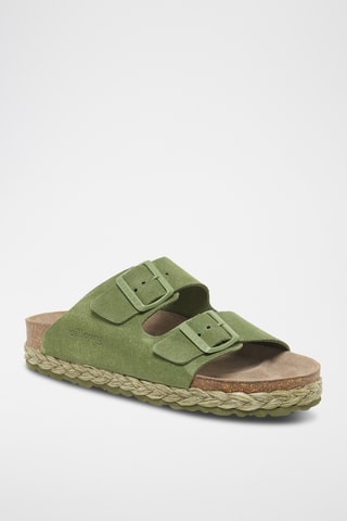 Mules plateformes en nubuck - Vert