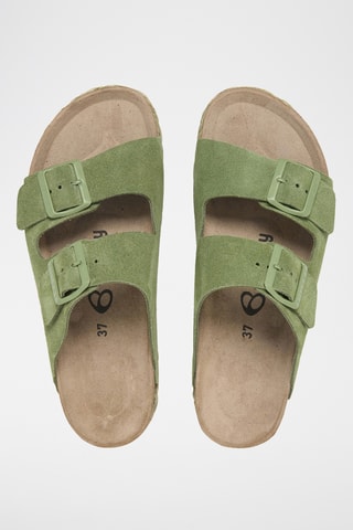 Mules plateformes en nubuck - Vert