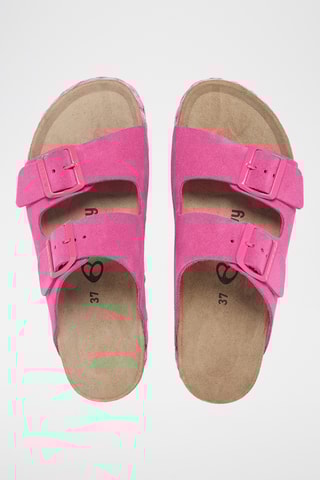 Mules plateformes en nubuck - Fuchsia