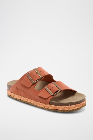 Mules plateformes en nubuck - Orange