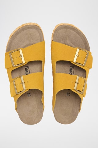 Mules plateformes en nubuck - Jaune