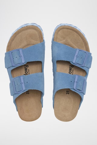 Mules plateformes en nubuck - Bleu