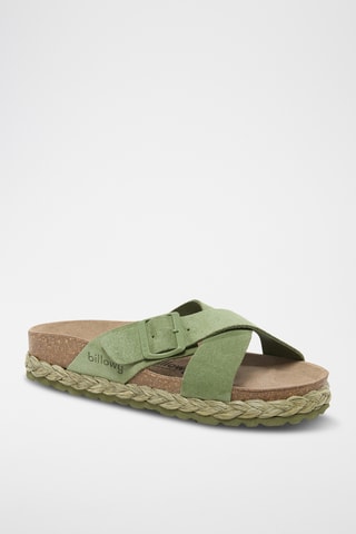 Mules plateformes en nubuck - Vert