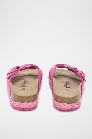 Mules plateformes en nubuck - Fuchsia