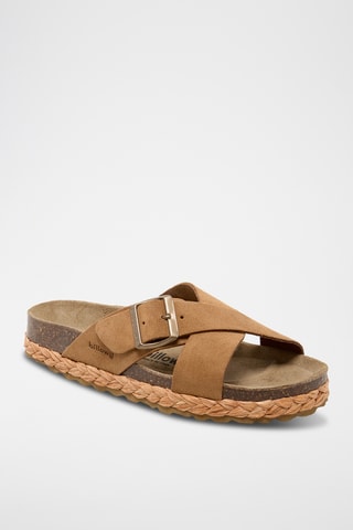 Mules plateformes en nubuck - Marron