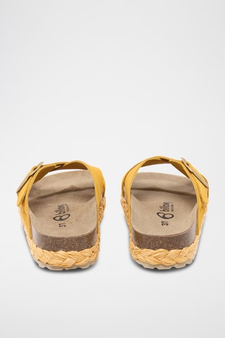 Mules plateformes en nubuck - Jaune