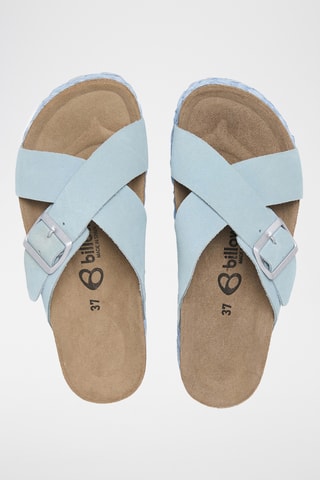 Mules plateformes en nubuck - Bleu clair