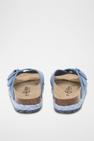 Mules plateformes en nubuck - Bleu