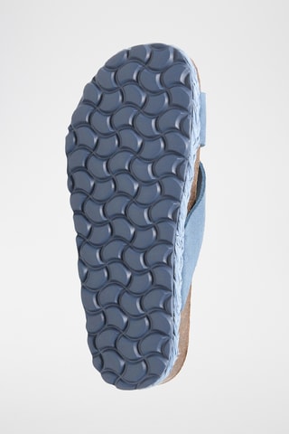 Mules plateformes en nubuck - Bleu