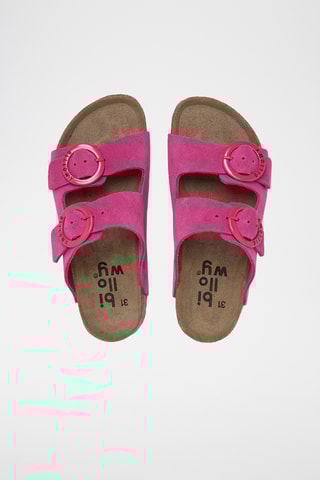 Mules en cuir - Fuchsia