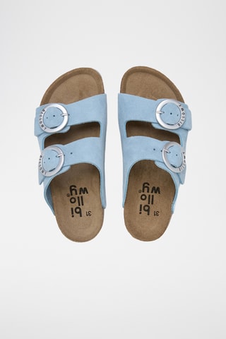 Mules en cuir - Bleu clair