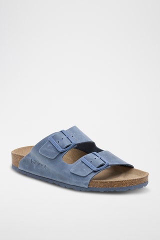 Mules en cuir - Bleu