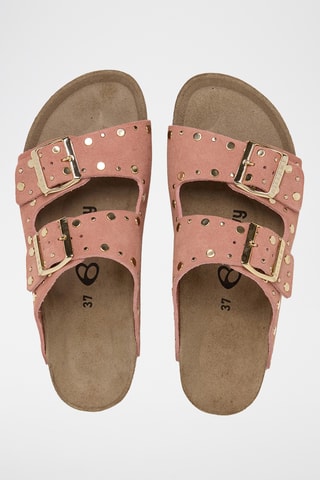 Mules plateformes en nubuck - Saumon