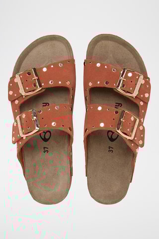 Mules plateformes en nubuck - Orange