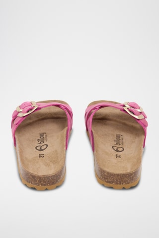 Mules en cuir - Fuchsia