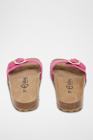 Mules en cuir - Fuchsia