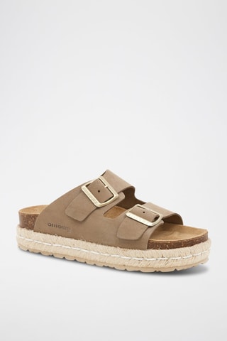 Mules plateformes en nubuck - Beige