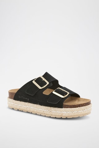 Mules plateformes en nubuck - Noir