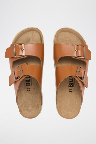 Mules plateformes en cuir - Marron