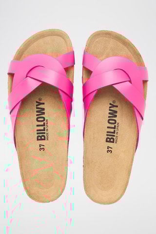 Mules en cuir - Fuchsia