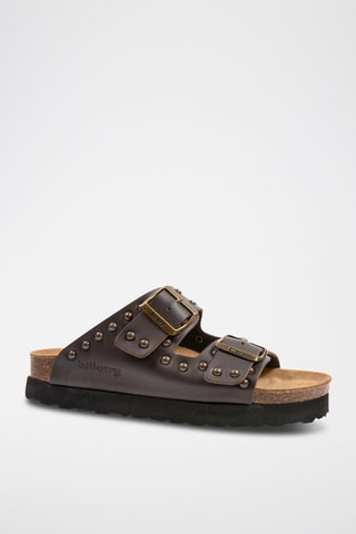 Sandales plateformes en cuir - Marron