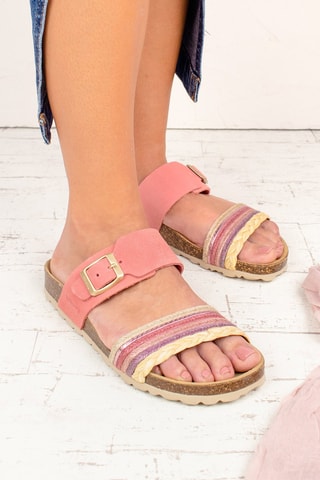 Mules en cuir - Fuchsia