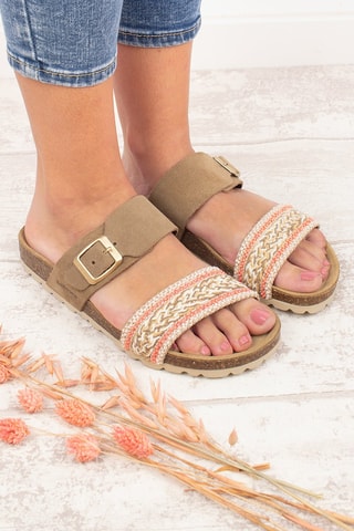 Mules en nubuck - Marron clair