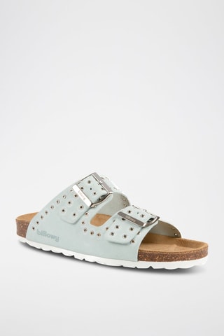 Mules en nubuck - Ciel