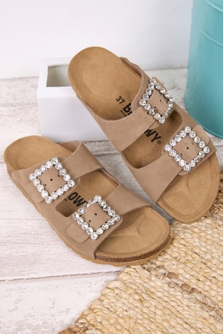 Mules en nubuck - Marron