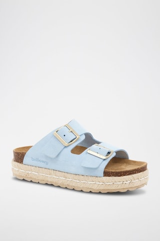 Mules plateformes en nubuck - Bleu