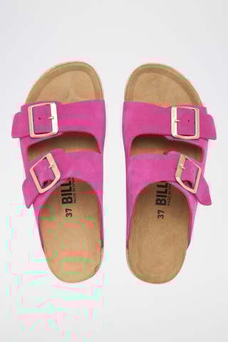 Mules plateformes en nubuck - Fuchsia