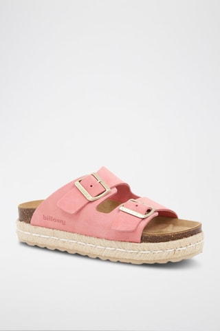 Mules plateformes en nubuck - Rose