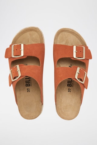 Mules plateformes en nubuck - Orange