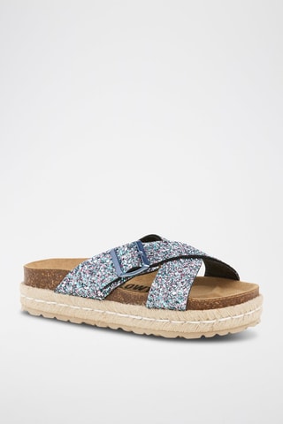 Mules plateformes - Bleu