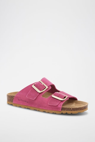 Mules en cuir - Fuchsia