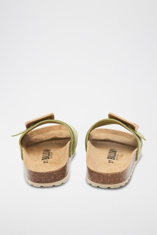 Mules en nubuck - Vert olive